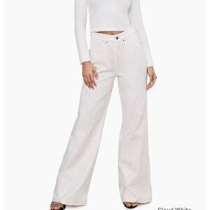 Good American Good Ease Relaxed Rhinestone Wide Leg Jeans White Size 2/26